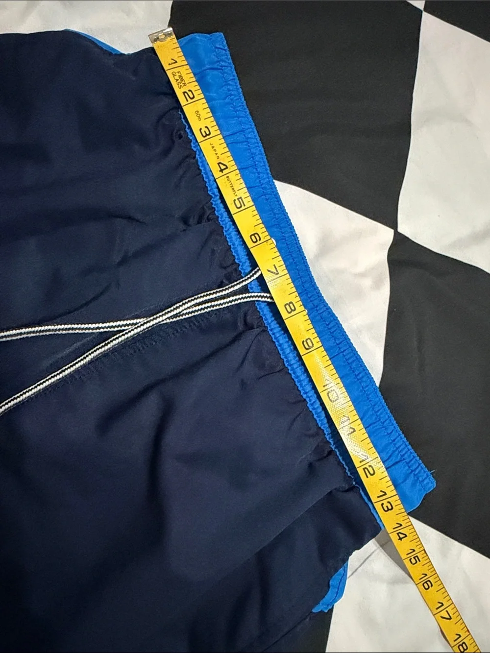Speedo Men's Navy Swim Shorts with Bright Blue Waistband S
